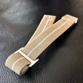 Seals Watch Company New No Pass, Diver Elastic Watch Strap Band Belt in 22mm - Khaki with White