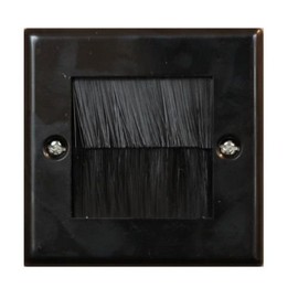 electrosmart Black Single Gang Brush Strip Wallplate/Wall Plate/Faceplate Cable Tidy for Wall Mounted Plasma TV etc (Quantity 1)