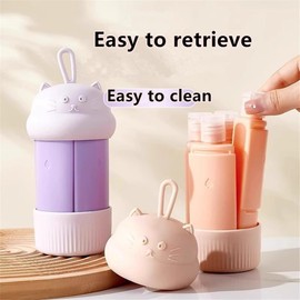 Travel Bottles for Toiletries 4 in 1 Portable Travel Bottles Leak Proof Squeezable Travel Size Containers Refillable Liquid Travel Accessories for Shampoo Body Wash Lotion (Skin color)