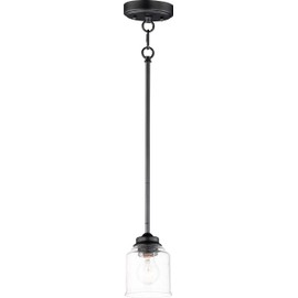 Maxim 91260CDBK Acadia Seedy Glass Bell Pendant Ceiling Light, 1-Light 60 Watt, 7"H x 5"W, Black