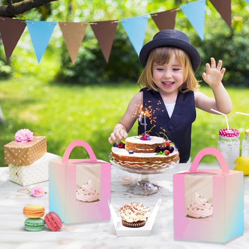 Single Cupcake Boxes, 30 Pcs Individual Cupcake Boxes, Paper Bakery