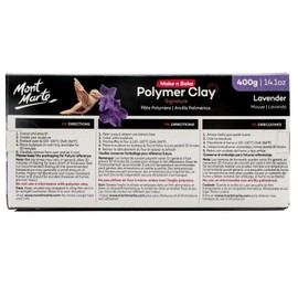 Mont Marte Make n Bake Polymer Clay Signature Lavendar 400g (14.7oz) Block, Bake in Oven, Soft and Smooth, Sculpting, Craft, DIY Décor, Jewellery