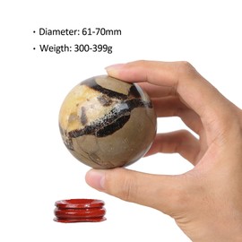 dssmboom 61-70mm Crystal Ball Ornament with Wooden Stand for Meditation, Decorative Feng Shui Crystal Sphere for Home Office and Chakra Balancing, Septarian Dragon Stone