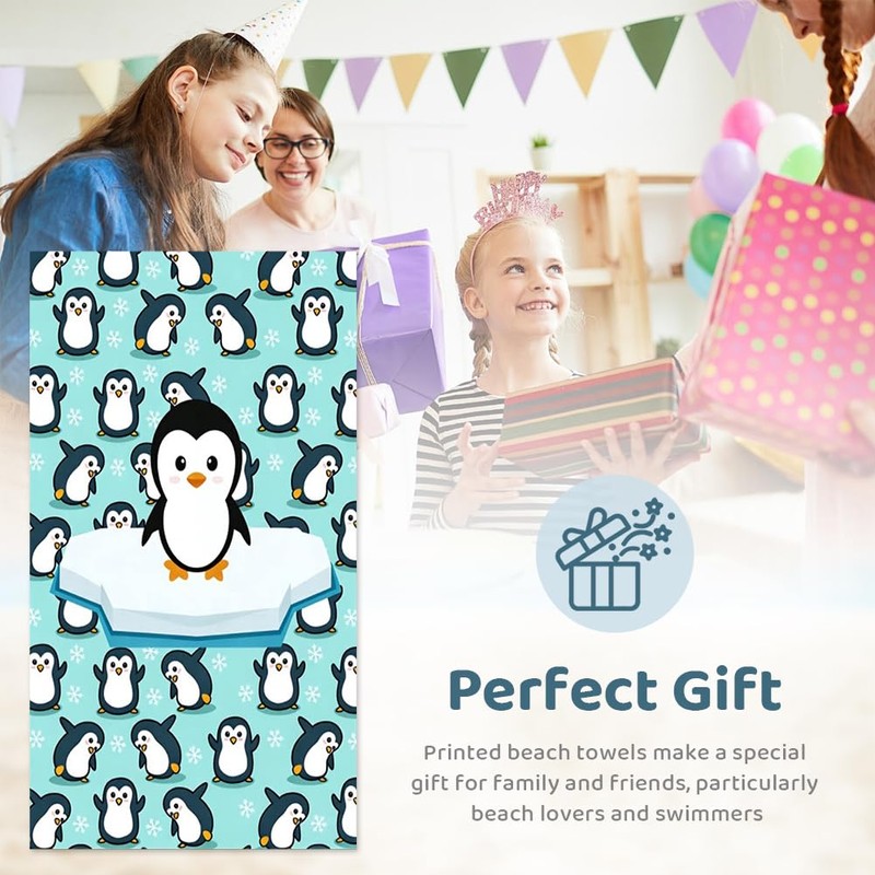 VorPrillynt Penguin Towel Beach Swimming Towels Penguin Bath Towel Microfibre