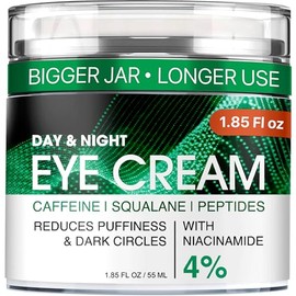 Under Eye Cream for Dark Circles and Puffiness - Anti-Aging Caffeine Eye Cream Serum for Wrinkles with Retinol, Collagen, Peptides & Niacinamide - Mature & Older Skin - 1.85 OZ