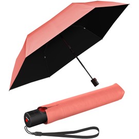 Knirps Ultra U.200 Medium Duomatic Pocket Umbrella - Automatic Open/Close - Storm Resistant - Windproof, Salmon with UV and heat protection, 95 cm