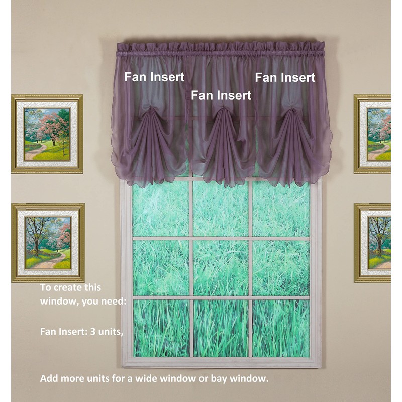 Today's Curtain Emelia Original Voile Fan Insert, Amethyst, 30" W