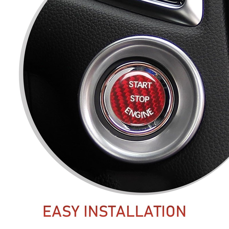 Ferianl Car Push Start Button Cover, Carbon Fiber Engine Start