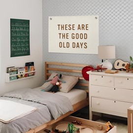 Wheatwin These Are The Good Old Days Sign, Linen Canvas Wall Hanging Flag, Trendy Retro Nostalgic Inspirational Banner for Room
