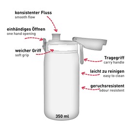 ROTH Tyrannosaurus Water Bottle with Easy Drinking Cap - 350 ml, Stainless Steel, BPA-Free - Children's Drinking Bottle