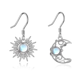 WINNICACA Moon Sun Moonstone Earrings Sterling Silver Moon and Sun Dangle Drop Irregular Earrings Moonstone Jewelry Gifts for Women Birthday Mothers Day Gifts