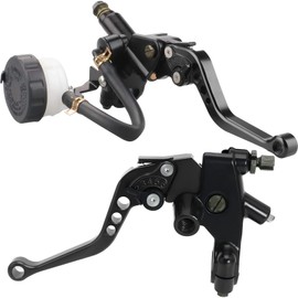 DgNeLai Universal Motorcycle Brake Clutch Pump Lever with Hydraulic Master Cylinder Reservoir Set Left & Right CNC Suitable for 50-300cc Motorcycles with 7/8" 22mm Handlebars