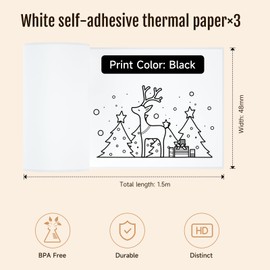 Mini Thermal Sticker Paper - 3 Rolls (57x25mm) for Instant Cameras, for Mini Sticker Printer