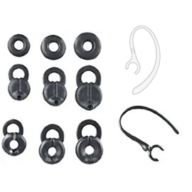 Zotech Earbud Gel & Ear Hook for Plantronics, 9 Pcs (Small/Medium/Large) Black Replacement Eargel & 2 Pcs Black Clear Ear Hook, Fit for Plantronics M155 M165 M1100 M100 M55 M28 M25 Voyager Edge