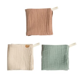 LICHUANUK Muslin Squares for Babies (23 x 23 cm), Newborn, Unisex, Bib, Baby, Girls, Boys, Comfortable, Muslin, Burp Cloth, Pack of 3 (Random Colour)
