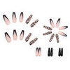 JUSTOTRY 24 pcs Leopard Fake Nails Long with Pearls,Black French
