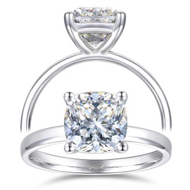 HAFEEZ CENTER D Color VVS 3ct Solitaire Cushion Cut Moissanite Engagement Rings for Women (7)