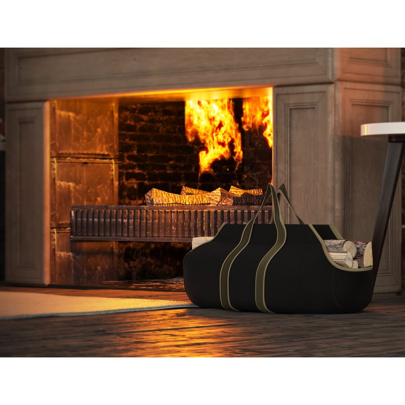 Fire Beauty Large Canvas Log Tote Bag Firewood Log Carrier