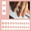 MouyouGlow Press on Nails Short, Round Nude White French 3D