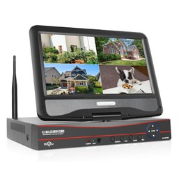 【No HDD】 10'' LCD Wireless WiFi NVR 10 Channels Network Video Recorder, Motion Detection Zones, 24/7 Record, Work with Hiseeu Eseecloud 1080P/3MP/5MP Wireless Camera