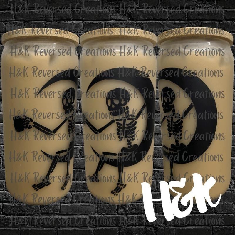 Skeleton Moon Glass Can - Style: Clear