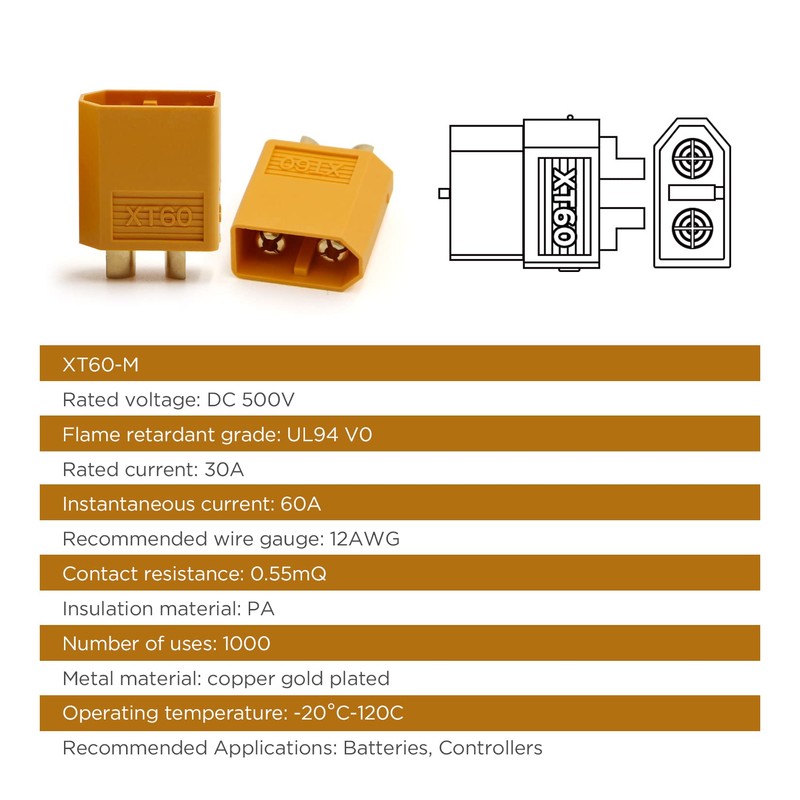 RioRand XT60 Drone Connectors (5 Pair)