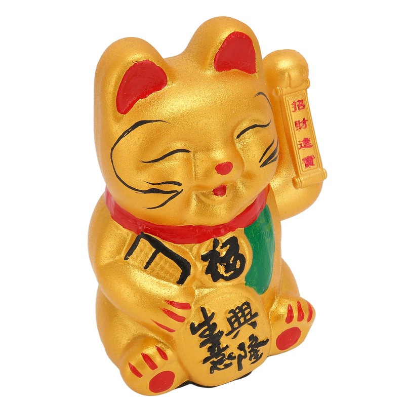 Golden Battery Powered Fortune Cat Waving Hand Good Luck Colorfast