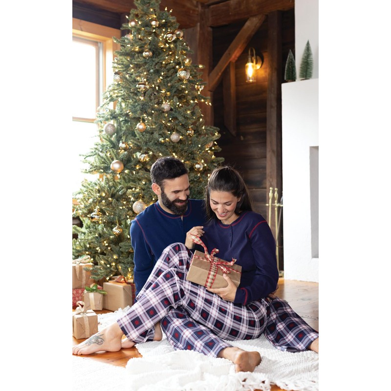 PajamaGram Christmas Pajamas For Family - Matching Family Pajamas, Navy,