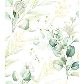 MelunMer Floral Peel and Stick Wallpaper Boho Contact Paper for Cabinets Green/Leaf Floral Contact Paper Self Adhesive Removable Wallpaper for Bedroom Bathroom Waterproof Vinyl 78.7In L 17.3In W
