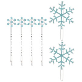 minkissy Hairpin Fashionable 6 Pcs Cute Rhinestone Snow Flower Hair Accessories, Hair Accessories, Hair Clip, Rhinestone, Sleep-pin, Hair Clip, Bangs, Hair Clip, Blue