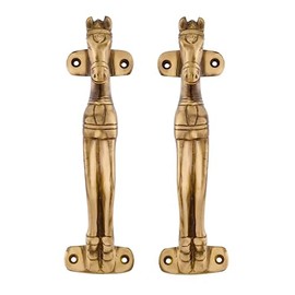 DEEPSSHOP Handmade Brass Door Handle, Handles for Kitchen, Handles for Drawers, Ethnic Indian Handcrafted Handle (Horse Head)