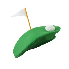 Golf Hat Fancy Dress Accessory Crazy Pub Golf Green Beret With Flag Pole & Ball Pompom Sports Cap (Pack Of 1)