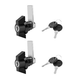 5/8 Inch Black Toolbox Lock with Keys, Cabinet Locks Keyed Alike, Hook Cam, Tubular Cam Lock, Tool Box Locks with Manual, Zinc Alloy（2Pack）