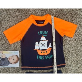 Carters New Simple Joys by CARTERS 2-piece Swimsuit Trunk & RashGuard Set Sz 24M (sH8)