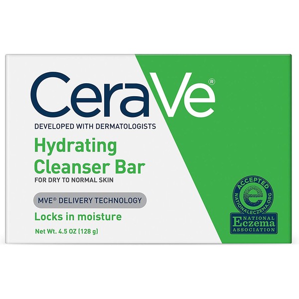CeraVe Hydrating Cleanser Bar | 4.5 Ounce | Soap-Free Body and Face Cleanser Bar | Fragrance Free and Non-Irritating (Pack of 5)