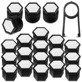 Biomar Labs Wheel Bolts Wheel Nuts Rim Lock Nuts Caps Wheel Nut Covers Wheel Bolt Caps Wheel Nut Caps Plastic Covers Universal Black White 19 mm LB 5