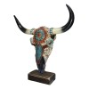 Large Rustic Western Bull Cow Skull With Turquoise Red Rocks