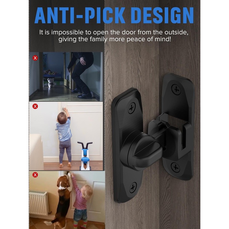 MeBantoo 90/180 Degree Flip Barn Door Lock, Protect Privacy -