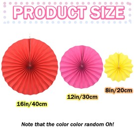 CEEYSEE Pack of 6 Paper Fans Decoration 20/30/40 cm Paper Fans Hanging Coloured Paper Fan Paper Garland Decoration for Party Celebration Wedding Baby Shower Birthday Decoration (Colour/ZCIS)