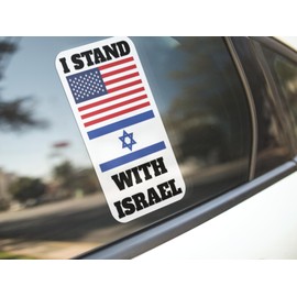 America Stands with Israel Flag Sticker Israeli Flags Decal Support Israel Sticker | Multiple Sizes | Indoor Our Outdoor Use | AWPS141 (6-Inch x 3.4-Inch)