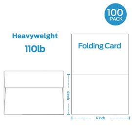 Ohuhu Blank White Cards and Envelopes 100 Pack - 4" x 6" Heavyweight Folded Cards and A4 Envelopes for DIY Greeting Cards Wedding Birthday Invitations Baby Shower Thank You Cards and All Occasions