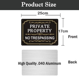 2 Pack Private Property No Trespassing Sign, 25 x 18 cm Rust Free Aluminum Dog Sign, Weather Resistant, Waterproof, Durable Ink, Easy to Install