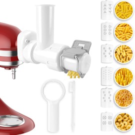 6 IN 1 Gourmet Pasta Attachment for KitchenAid Stand Mixer,for Kitchenaid Pasta Press, Extruder Pasta Maker Attachment Set with 6 Different Shapes Pasta Press Outlet Accessories by KOYOEY