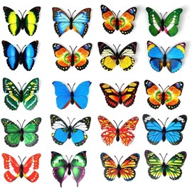 20pcs 3D PVC Butterfly Magnet Wall Decoration with Refrigerator Magnets（Color Random）