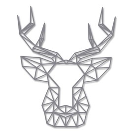 GRAVURZEILE 3D Wooden Origami Decoration - Stag Design - Modern Wall Decoration in Various Colours and Sizes - Colour: Grey, Size: M (18.6 x 15.1 cm)