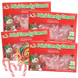 Sweetzo - Christmas Mini Candy Canes, Classic Peppermint Flavor, Bulk Individually Wrapped Pieces, 100 Pieces