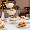 HBlife 3 Tier Serving Stand Oval Serving Bowl with Metal