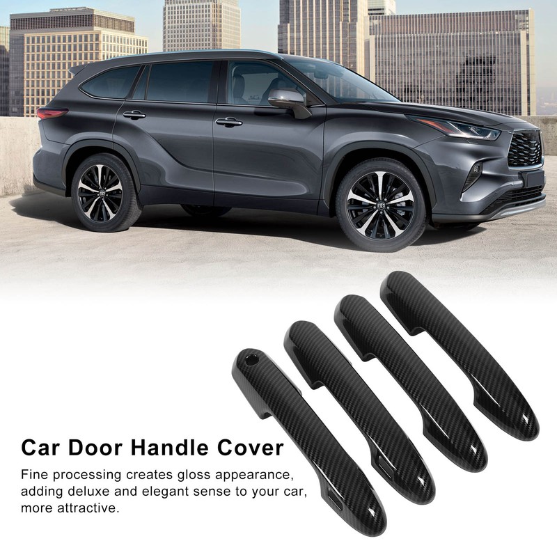 4pcs Gloss Black Carbon Fiber Style Exterior Door Handle Cover