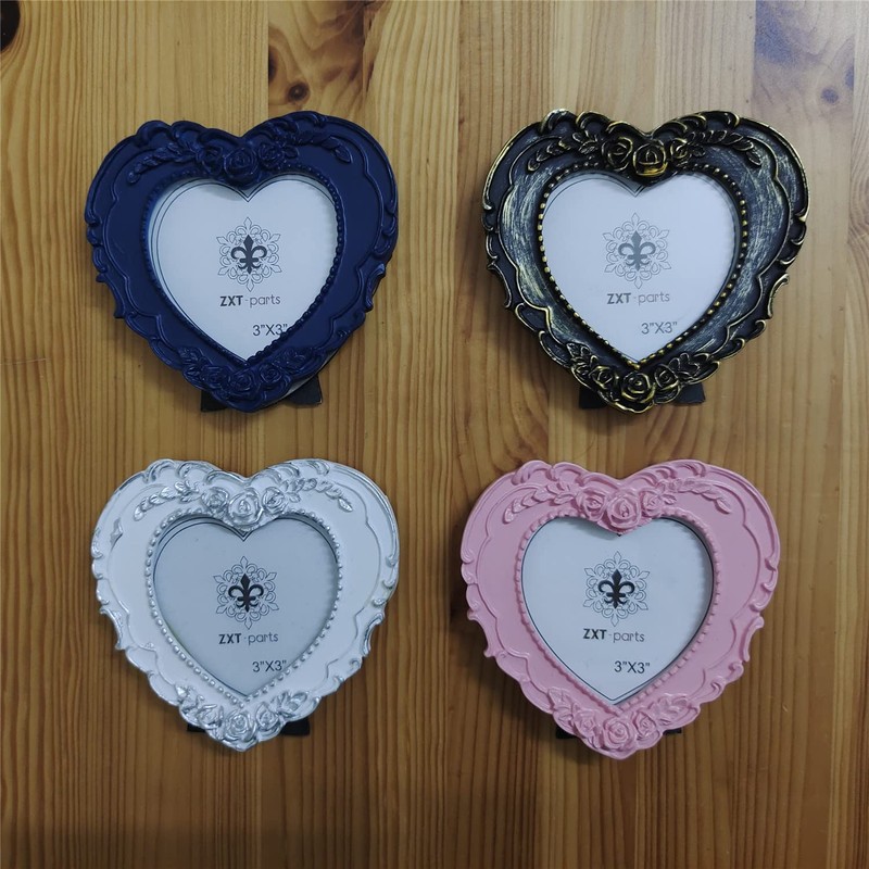 ZXT-parts 3x3 Picture Frame Heart White & Silver Edge Frame.