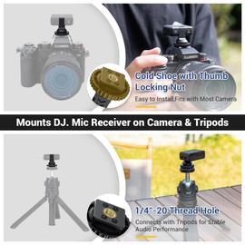 JJC Cold Shoe Mount Adapter for DJI Mic 1 with 1/4"-20, Durable ABS Cold Shoe Adapter for DJI Mic1 Only, Hot Shoe Accessories for DSLR Camera Vlogging Video Recording